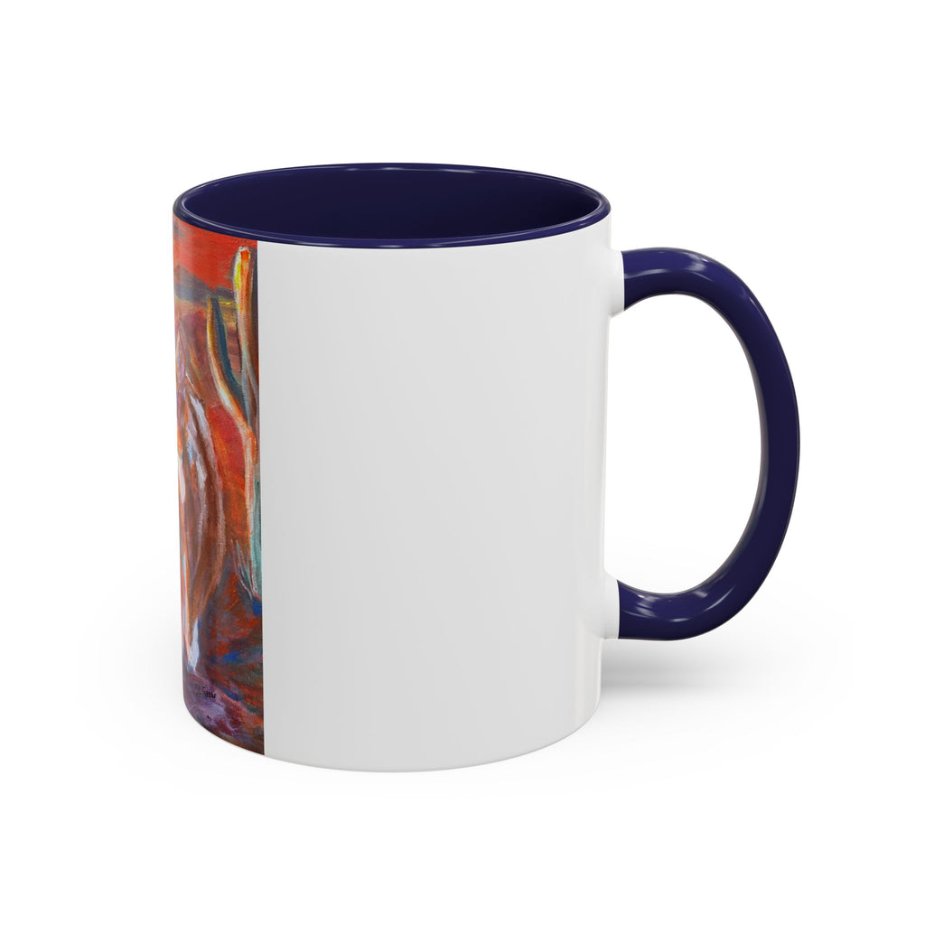 coyote Art Accent Coffee Mug — Colorful Abstract Farmhouse Drinkware (11/15 oz)