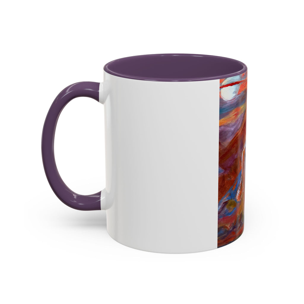 coyote Art Accent Coffee Mug — Colorful Abstract Farmhouse Drinkware (11/15 oz)