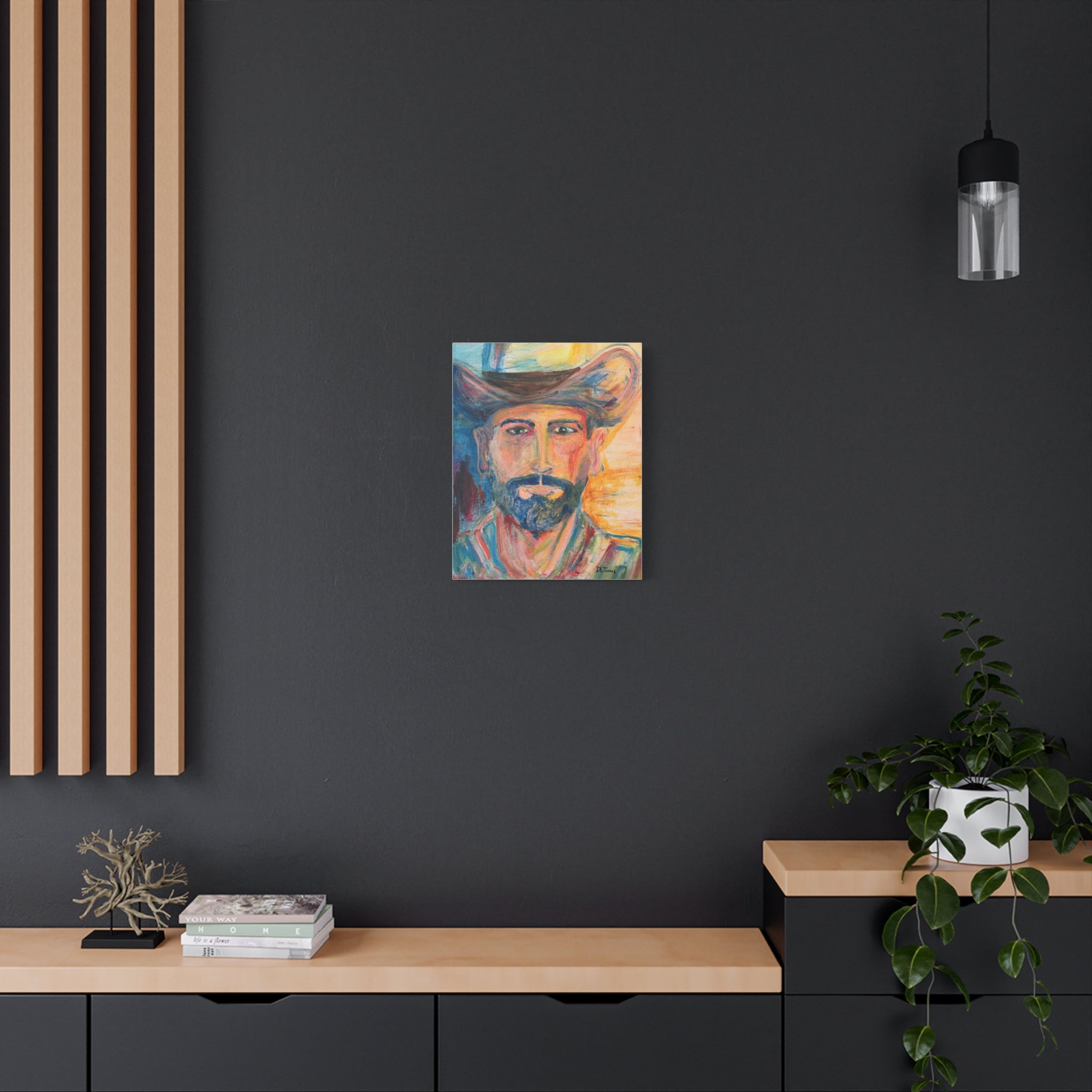 Bearded Cowboy Portrait Canvas — Matte Stretched Wall Art