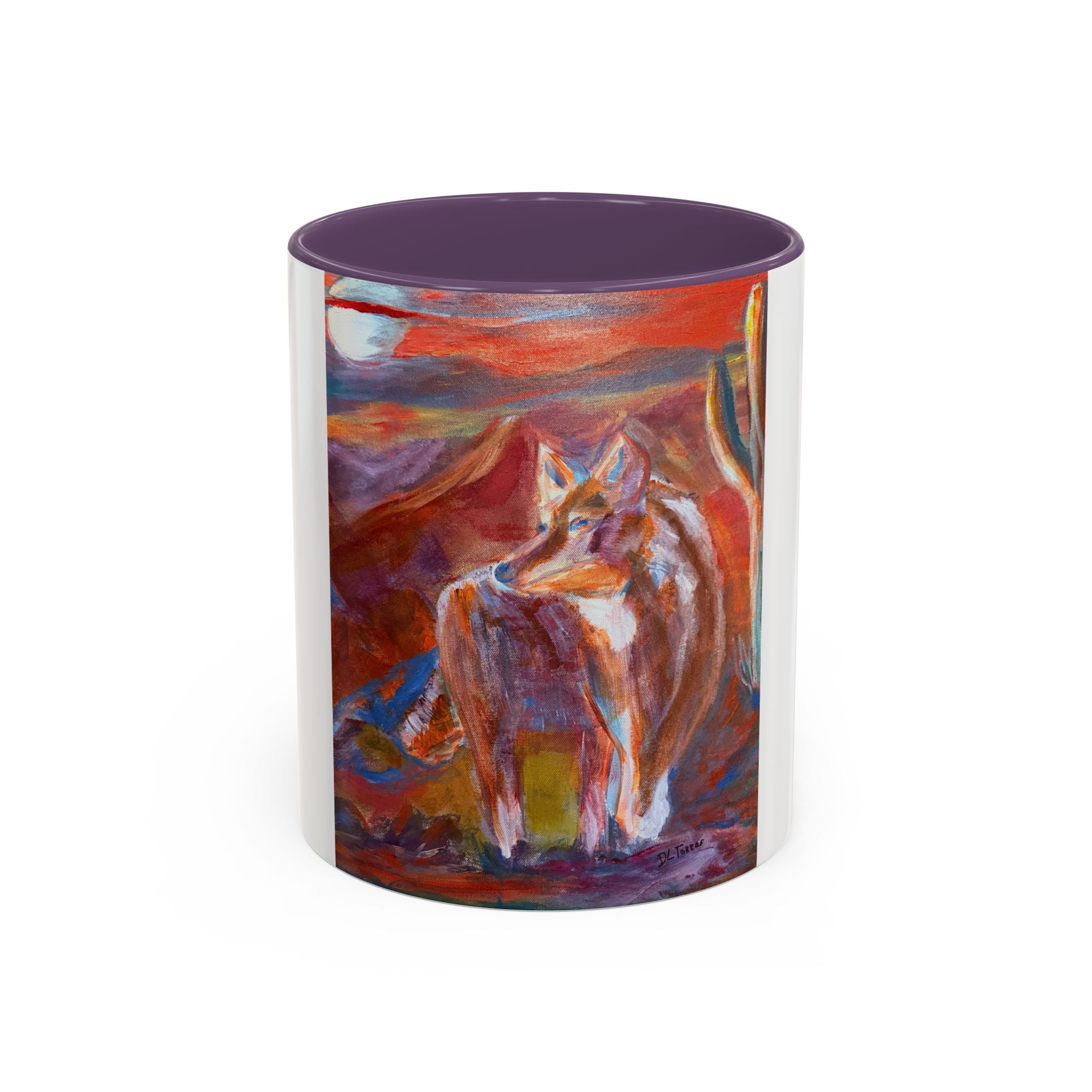 coyote Art Accent Coffee Mug — Colorful Abstract Farmhouse Drinkware (11/15 oz)