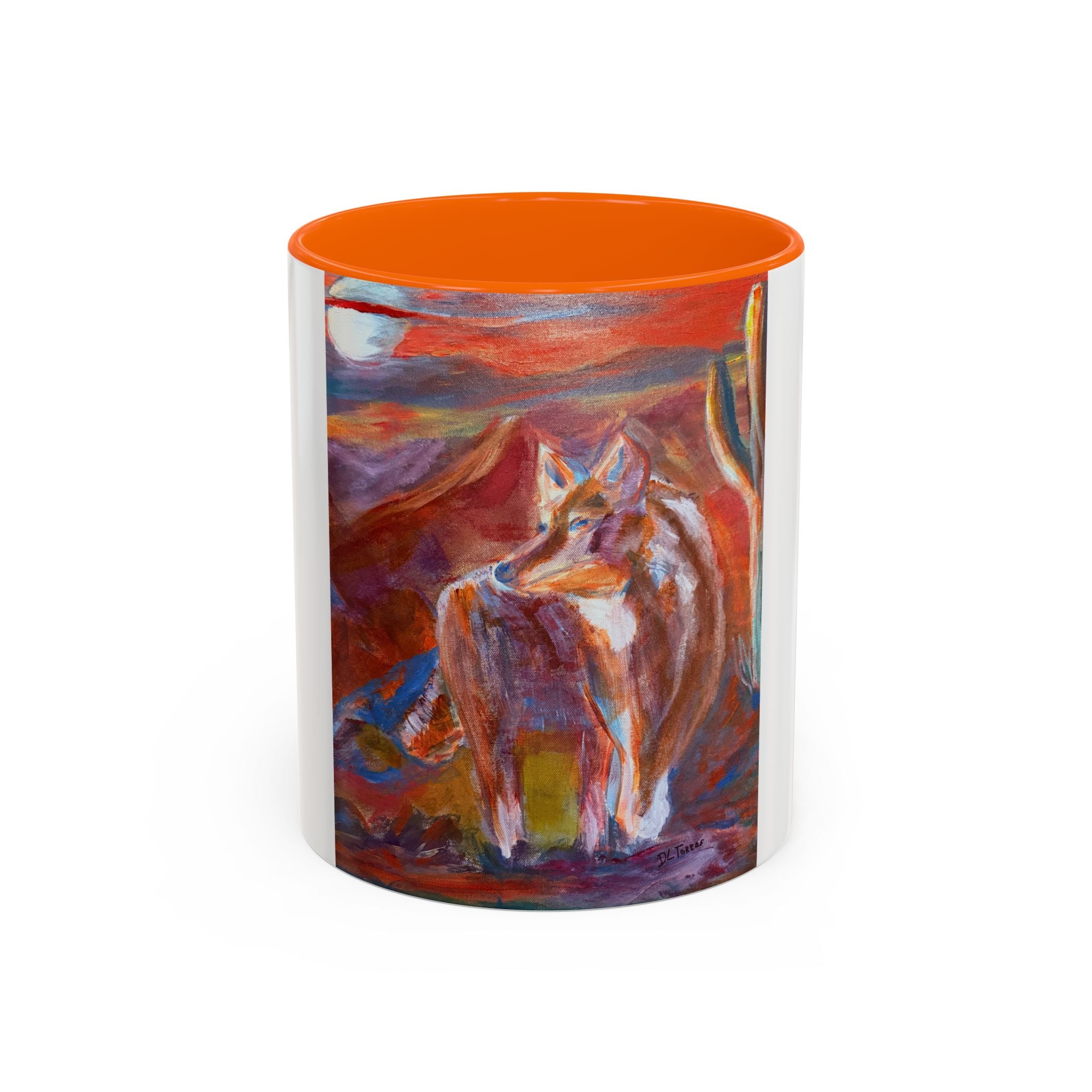 coyote Art Accent Coffee Mug — Colorful Abstract Farmhouse Drinkware (11/15 oz)