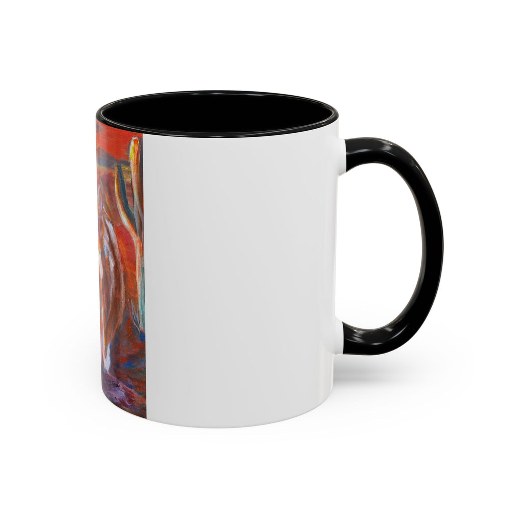 coyote Art Accent Coffee Mug — Colorful Abstract Farmhouse Drinkware (11/15 oz)
