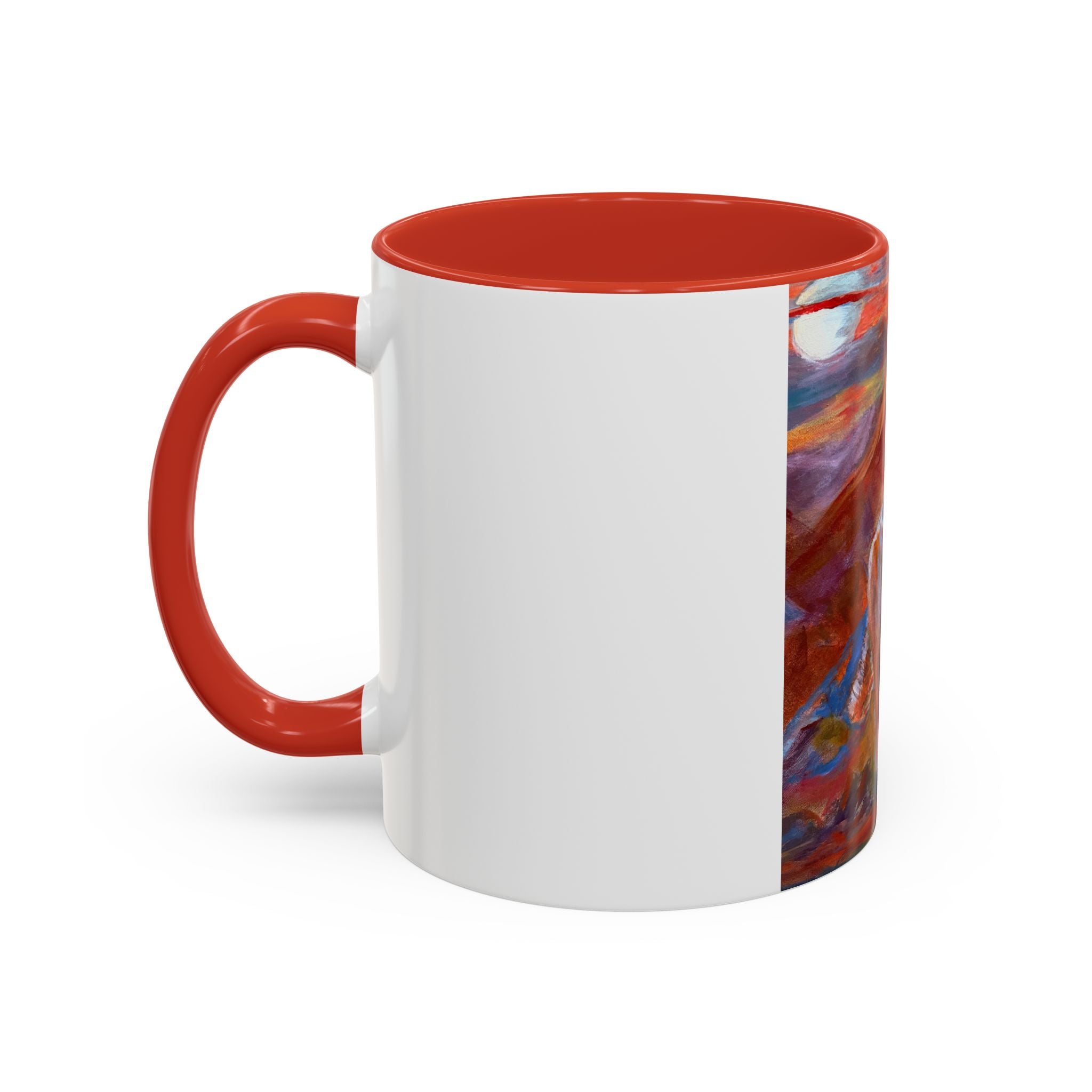 coyote Art Accent Coffee Mug — Colorful Abstract Farmhouse Drinkware (11/15 oz)