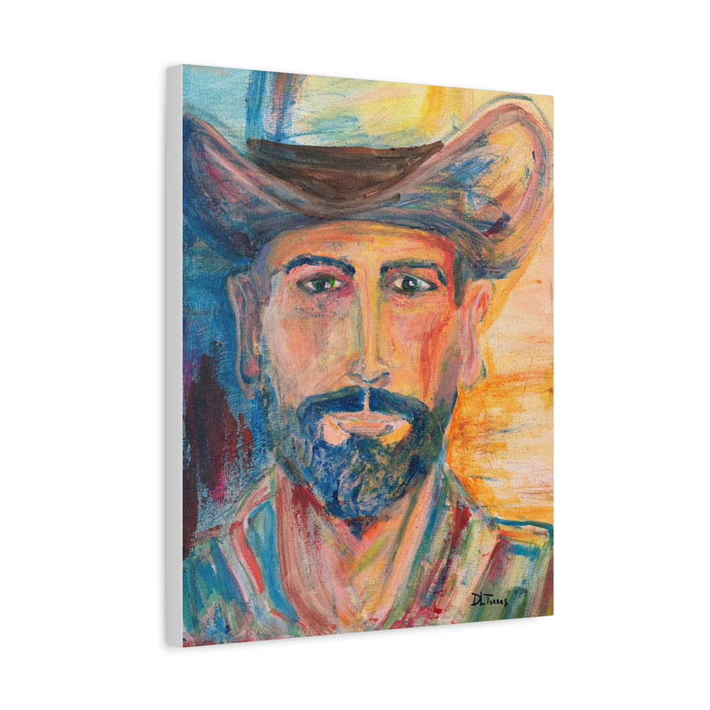 Bearded Cowboy Portrait Canvas — Matte Stretched Wall Art