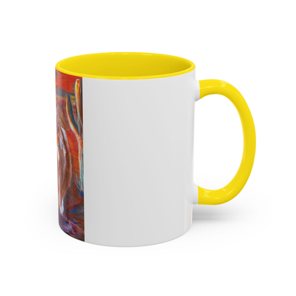 coyote Art Accent Coffee Mug — Colorful Abstract Farmhouse Drinkware (11/15 oz)