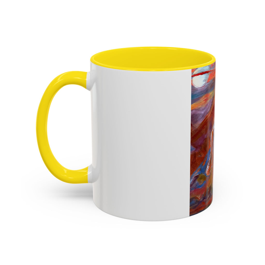 coyote Art Accent Coffee Mug — Colorful Abstract Farmhouse Drinkware (11/15 oz)