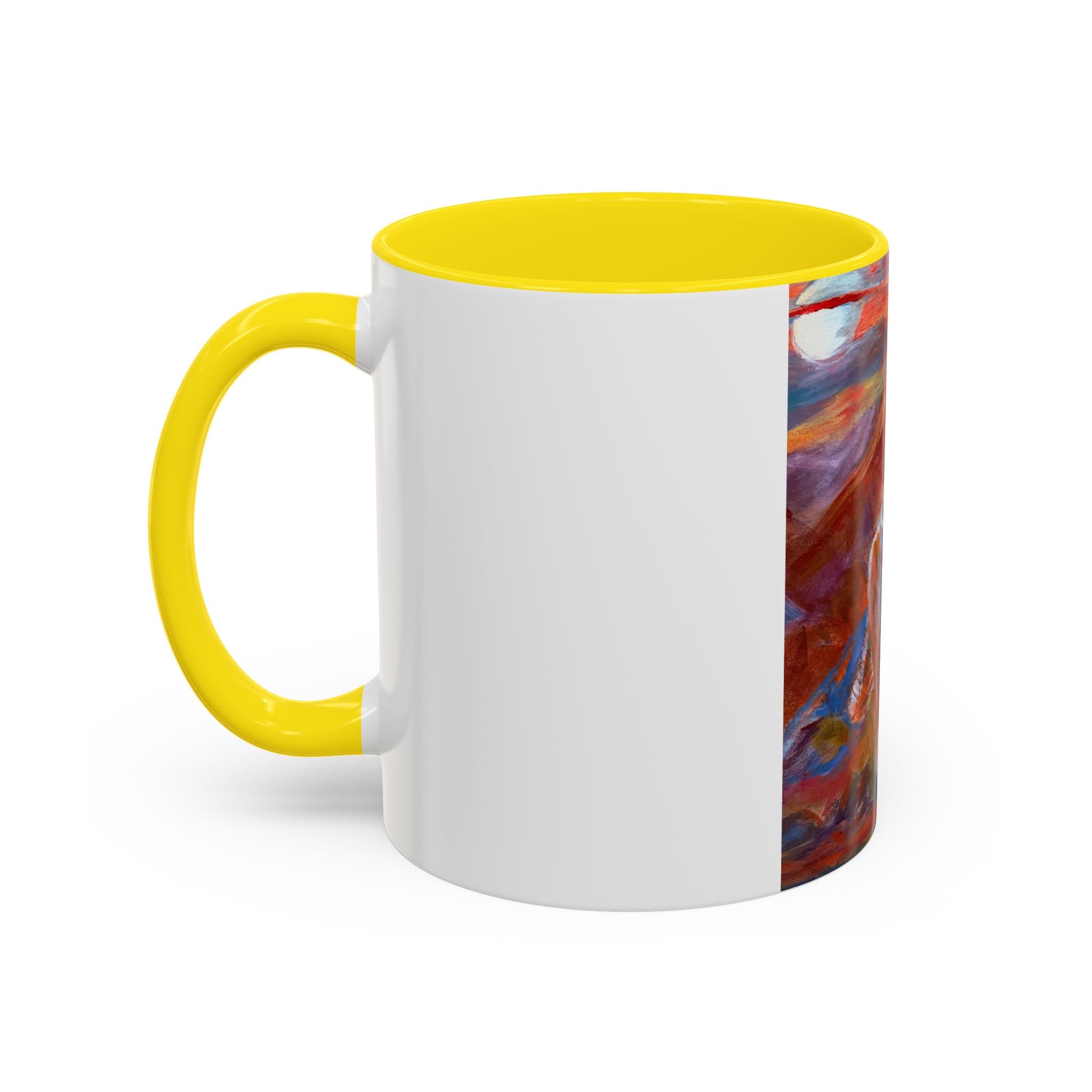coyote Art Accent Coffee Mug — Colorful Abstract Farmhouse Drinkware (11/15 oz)