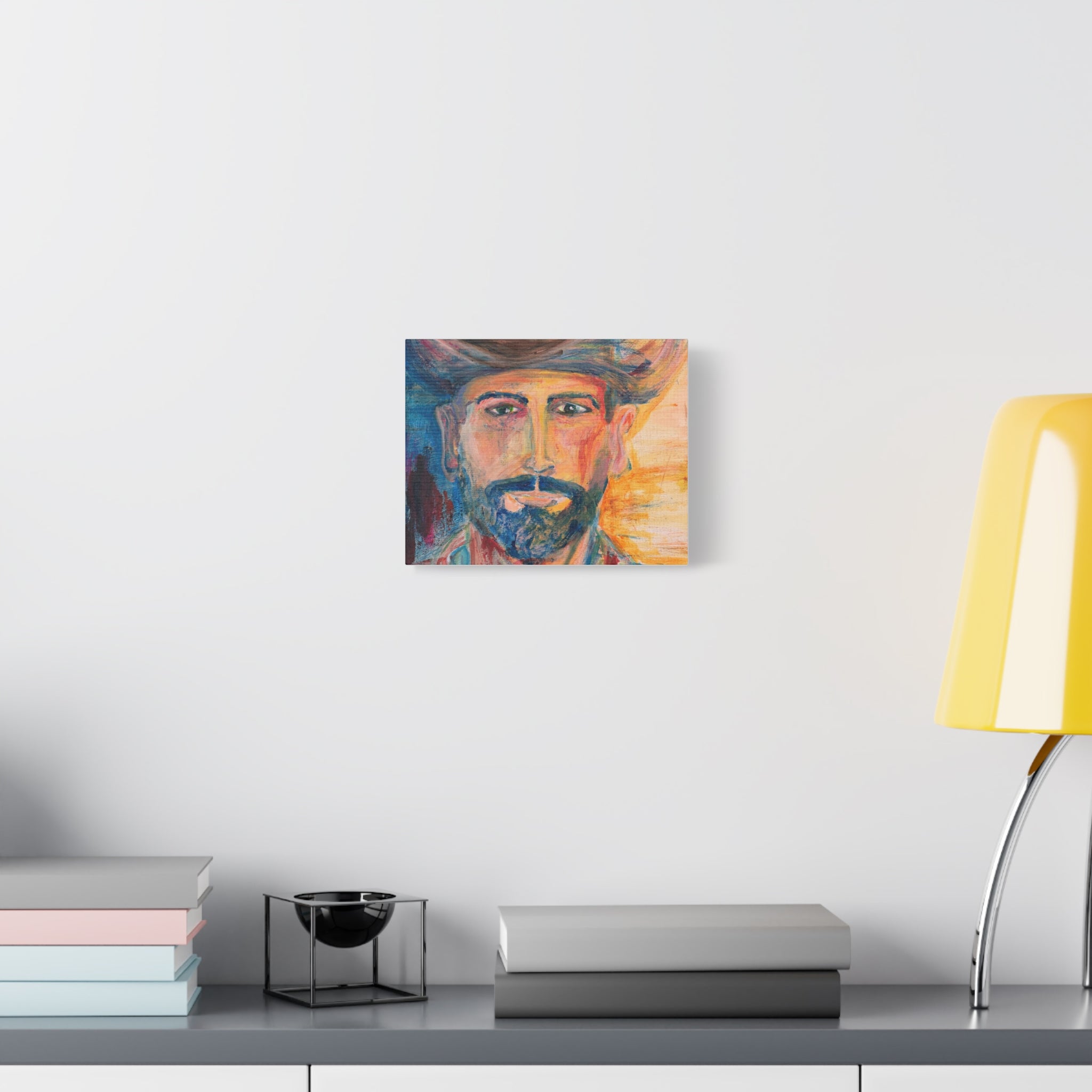 Bearded Cowboy Portrait Canvas — Matte Stretched Wall Art