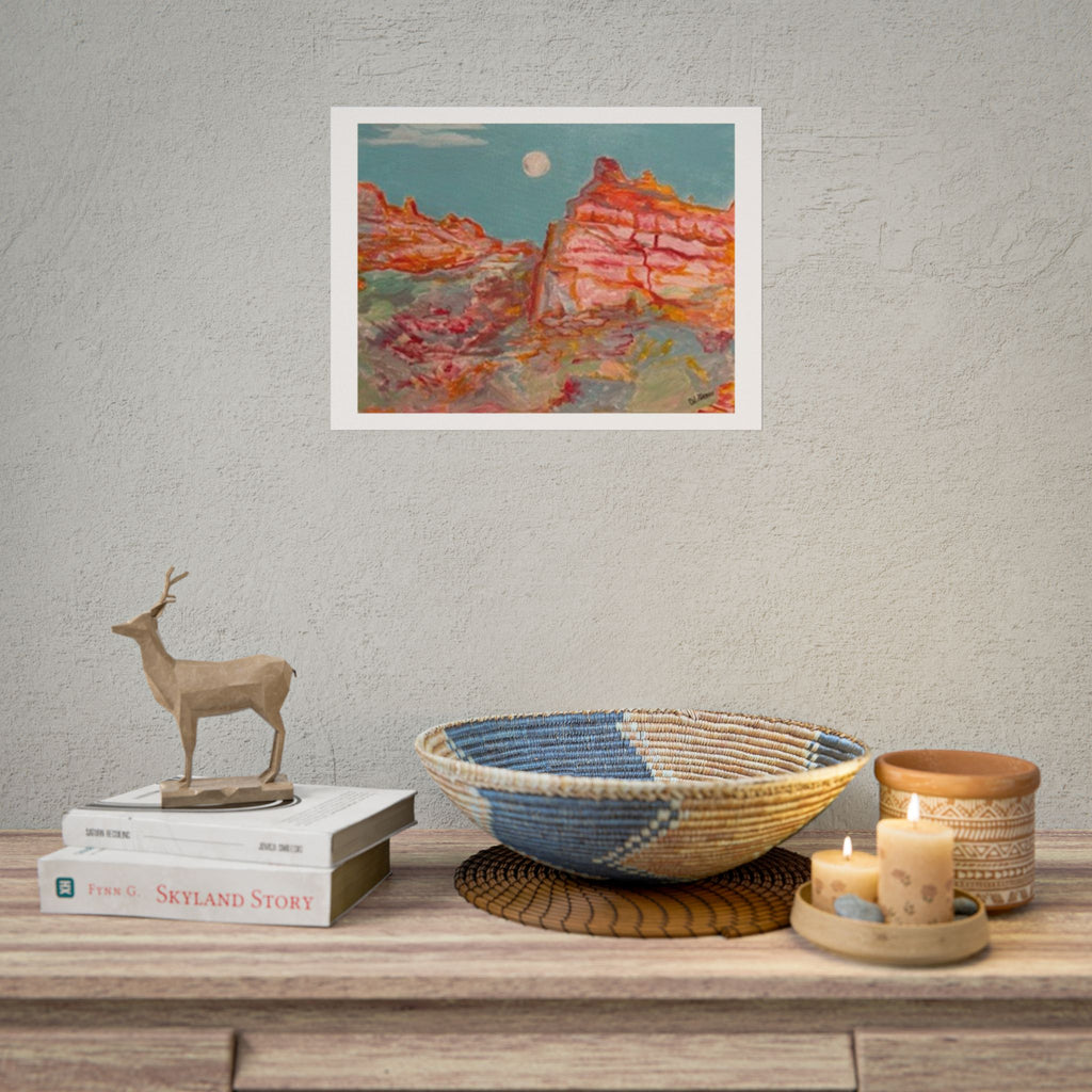 Desert Moon Landscape Poster — Vibrant Canyon Art Print