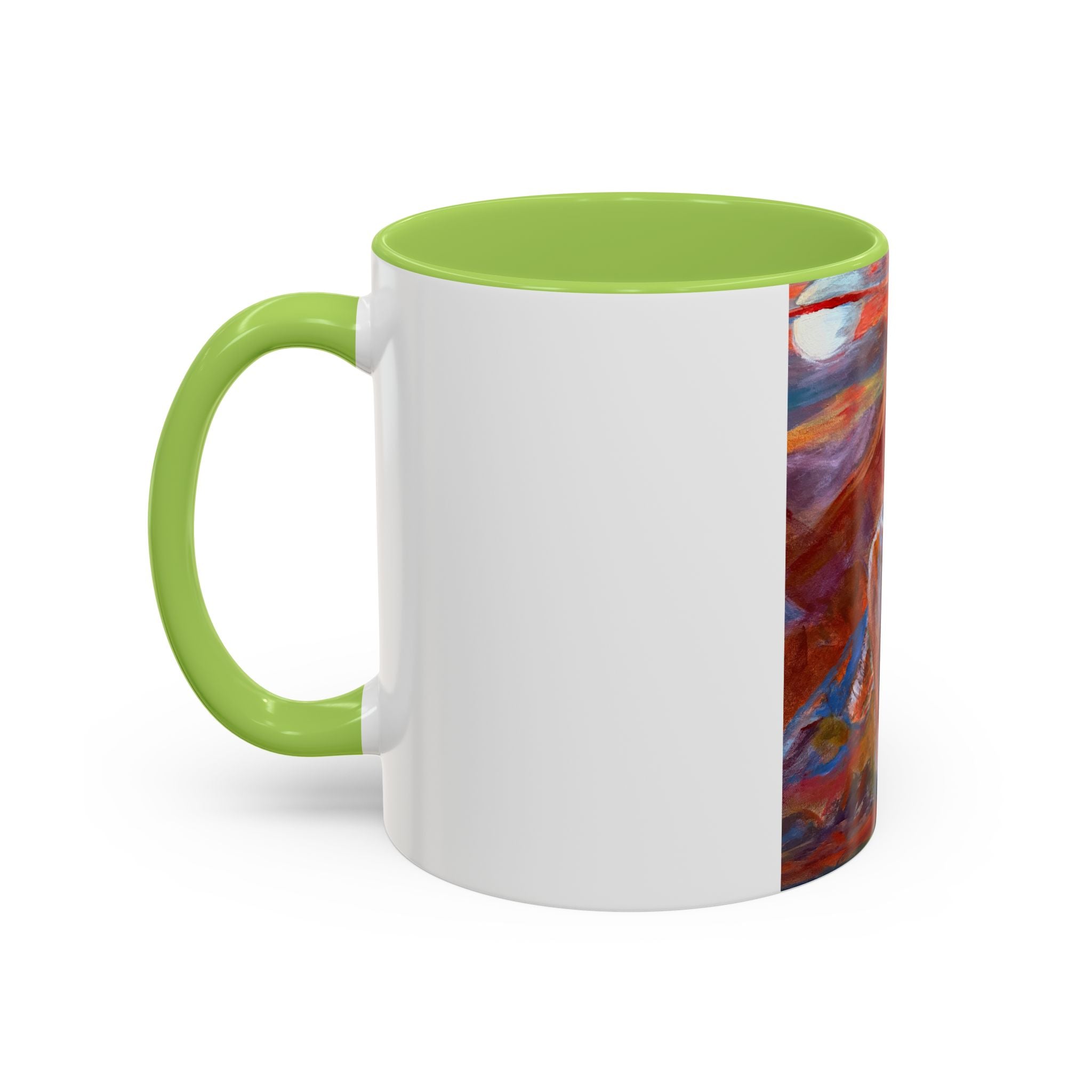 coyote Art Accent Coffee Mug — Colorful Abstract Farmhouse Drinkware (11/15 oz)