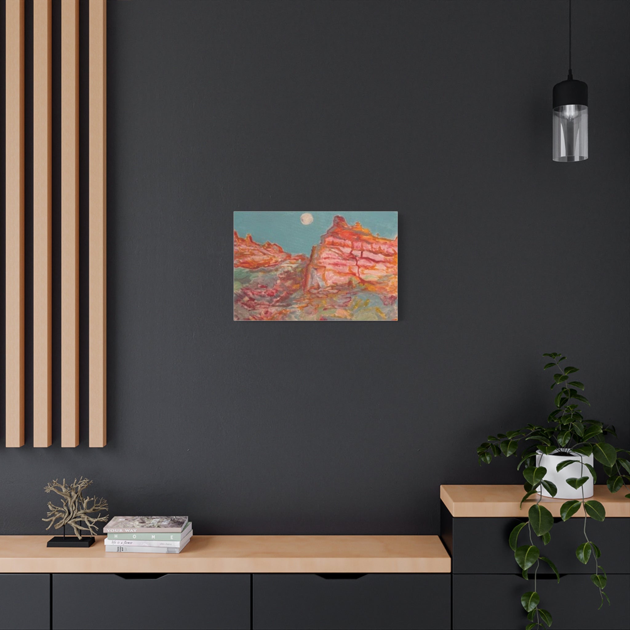 Canvas Art - Moonlit Desert Cliffs Matte Stretched Canvas