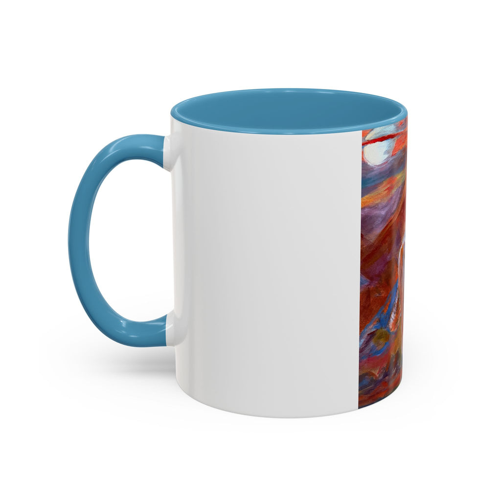 coyote Art Accent Coffee Mug — Colorful Abstract Farmhouse Drinkware (11/15 oz)