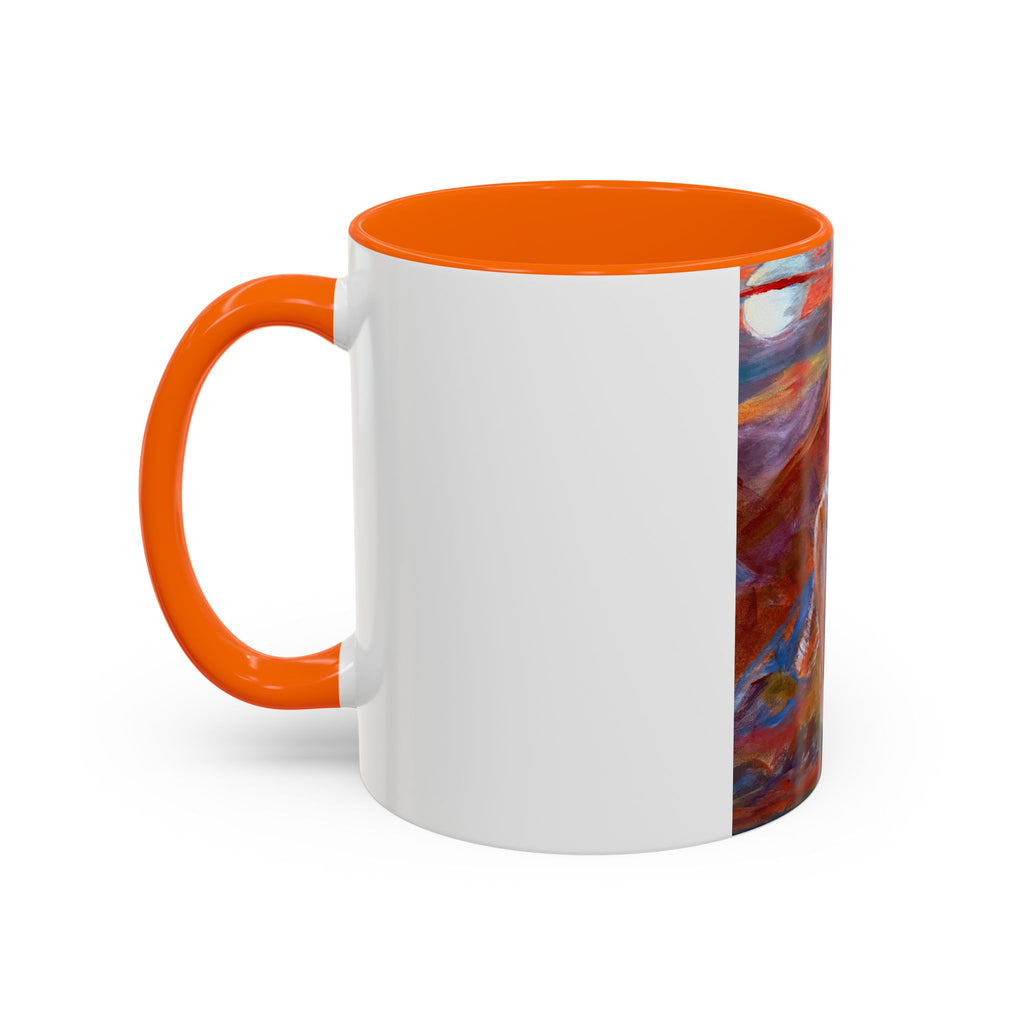coyote Art Accent Coffee Mug — Colorful Abstract Farmhouse Drinkware (11/15 oz)