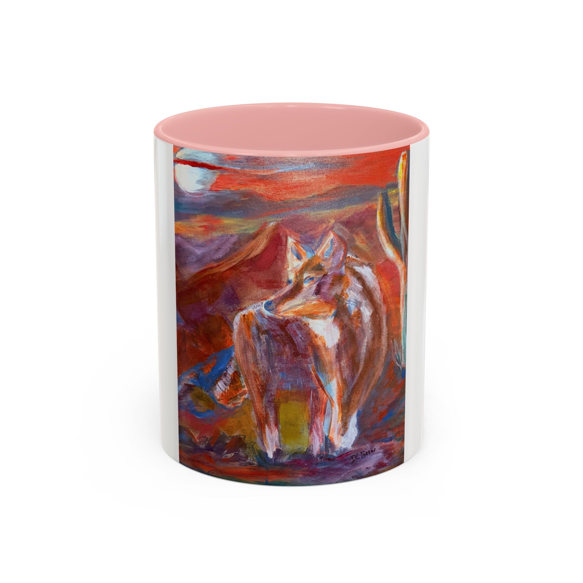 coyote Art Accent Coffee Mug — Colorful Abstract Farmhouse Drinkware (11/15 oz)