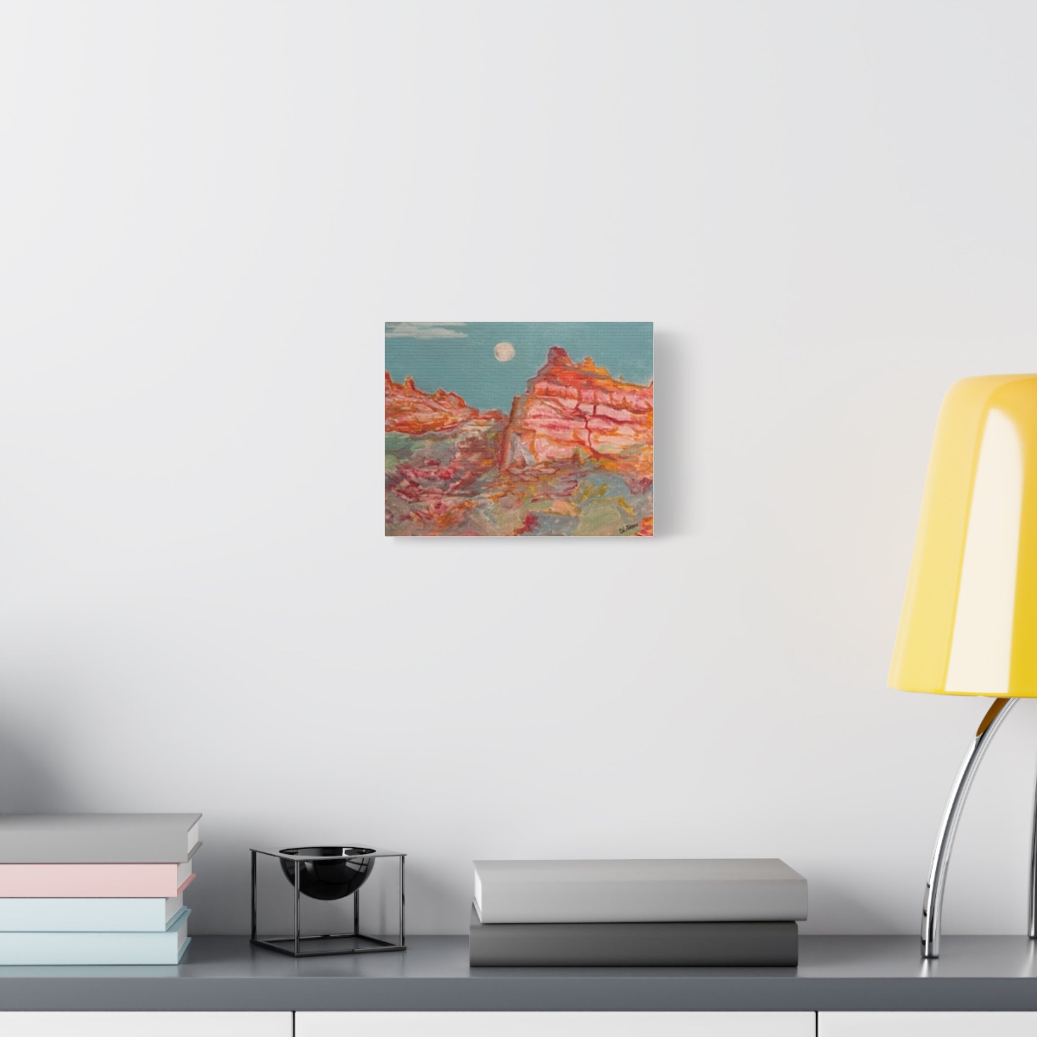 Canvas Art - Moonlit Desert Cliffs Matte Stretched Canvas
