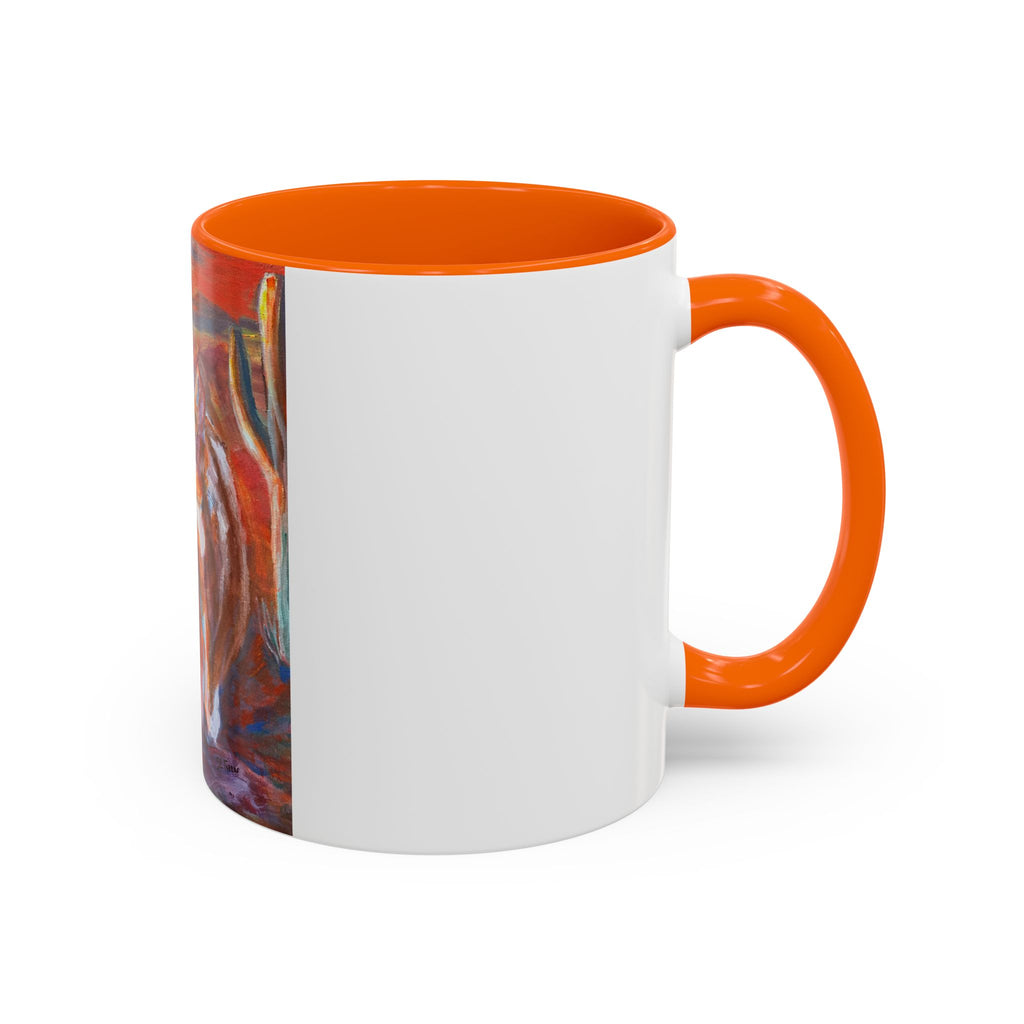 coyote Art Accent Coffee Mug — Colorful Abstract Farmhouse Drinkware (11/15 oz)