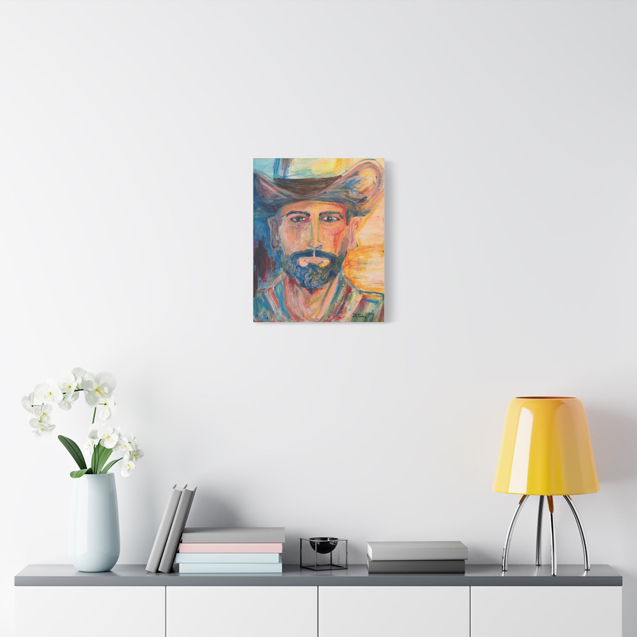 Bearded Cowboy Portrait Canvas — Matte Stretched Wall Art
