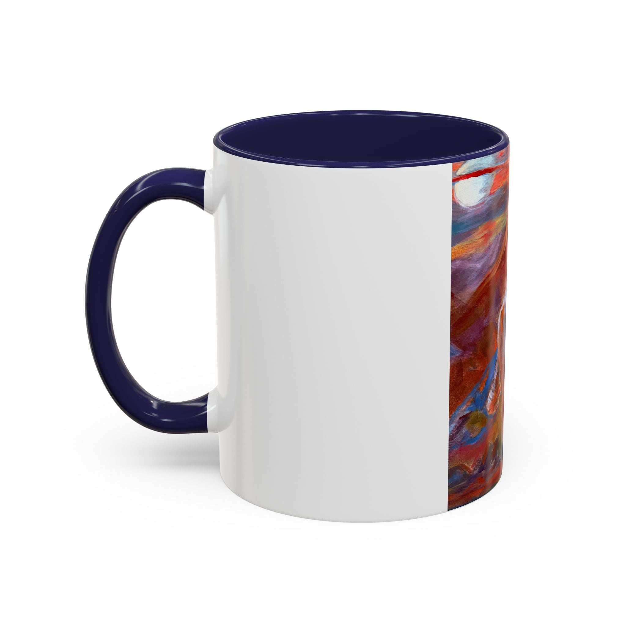 coyote Art Accent Coffee Mug — Colorful Abstract Farmhouse Drinkware (11/15 oz)