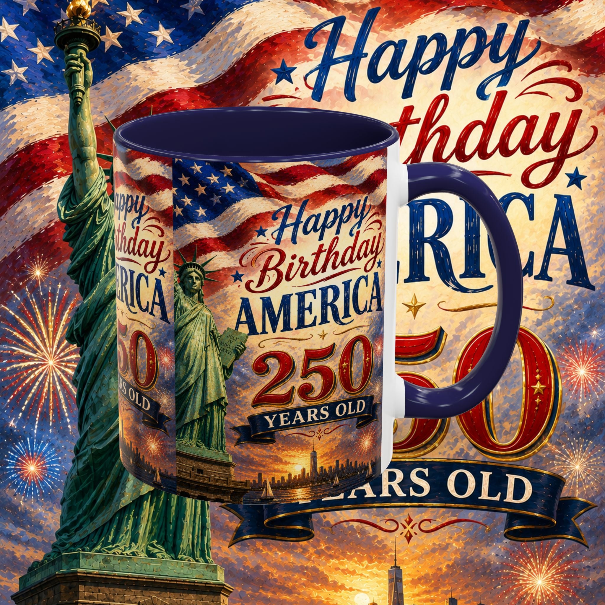 Happy Birthday America 250th Anniversary Coffee Mug