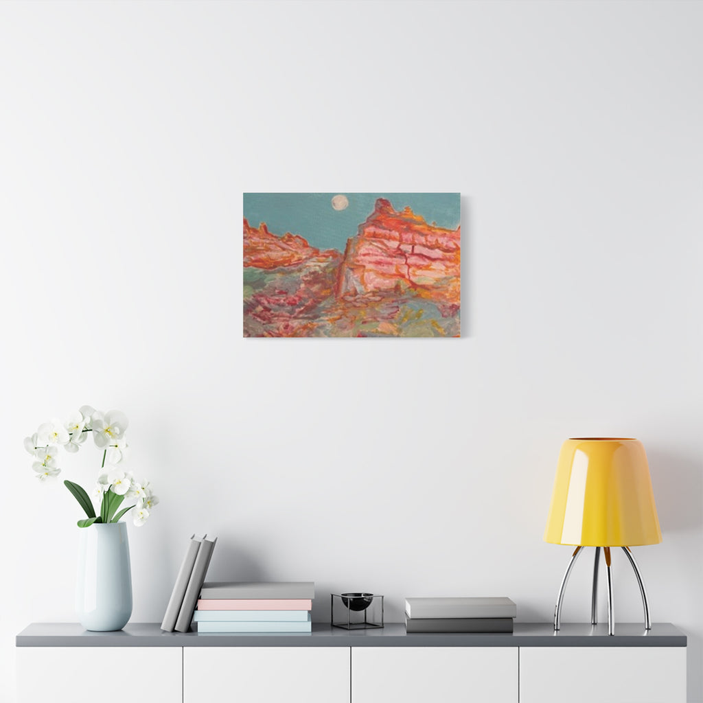 Canvas Art - Moonlit Desert Cliffs Matte Stretched Canvas