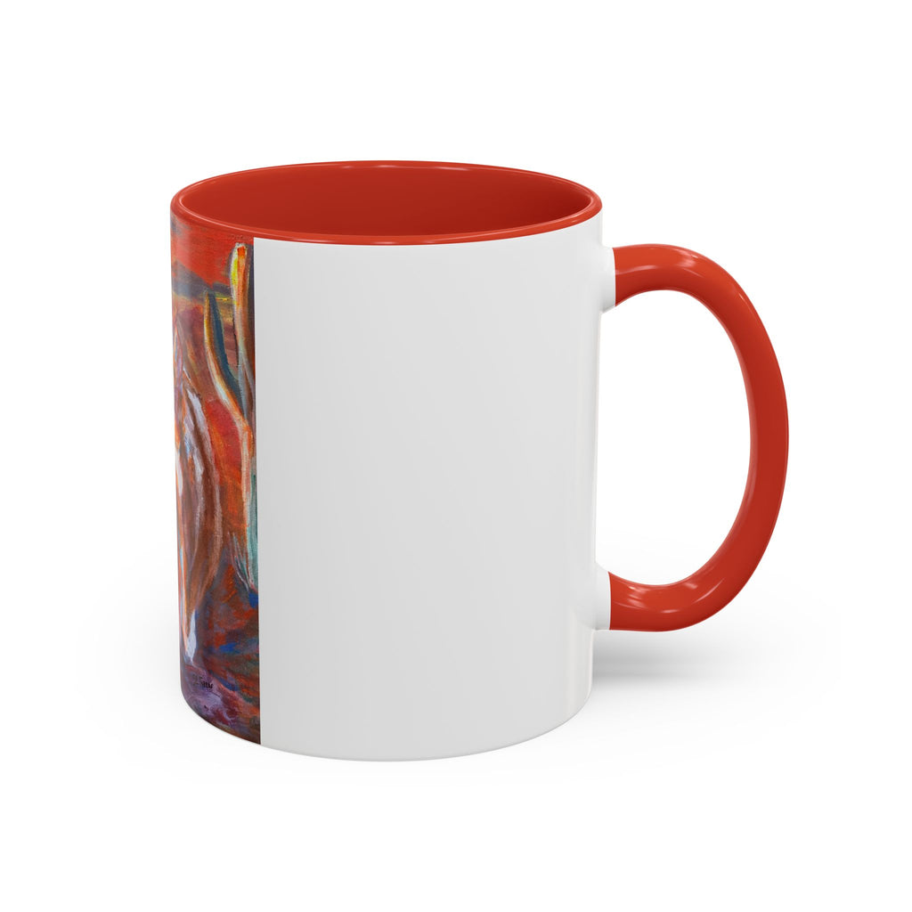 coyote Art Accent Coffee Mug — Colorful Abstract Farmhouse Drinkware (11/15 oz)