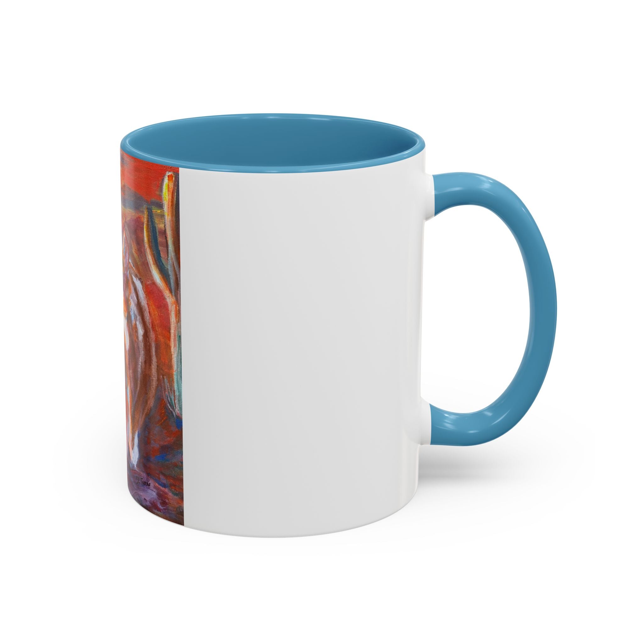 coyote Art Accent Coffee Mug — Colorful Abstract Farmhouse Drinkware (11/15 oz)