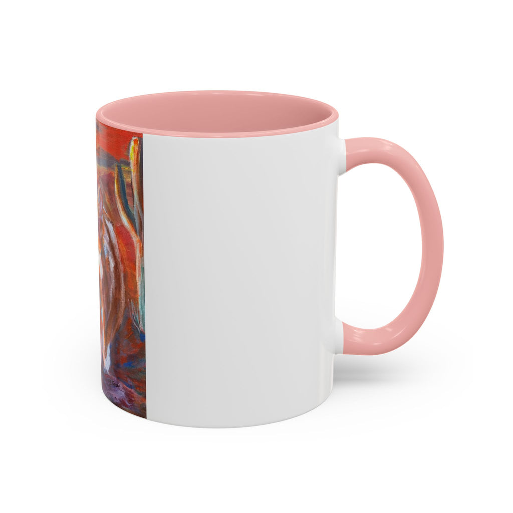 coyote Art Accent Coffee Mug — Colorful Abstract Farmhouse Drinkware (11/15 oz)