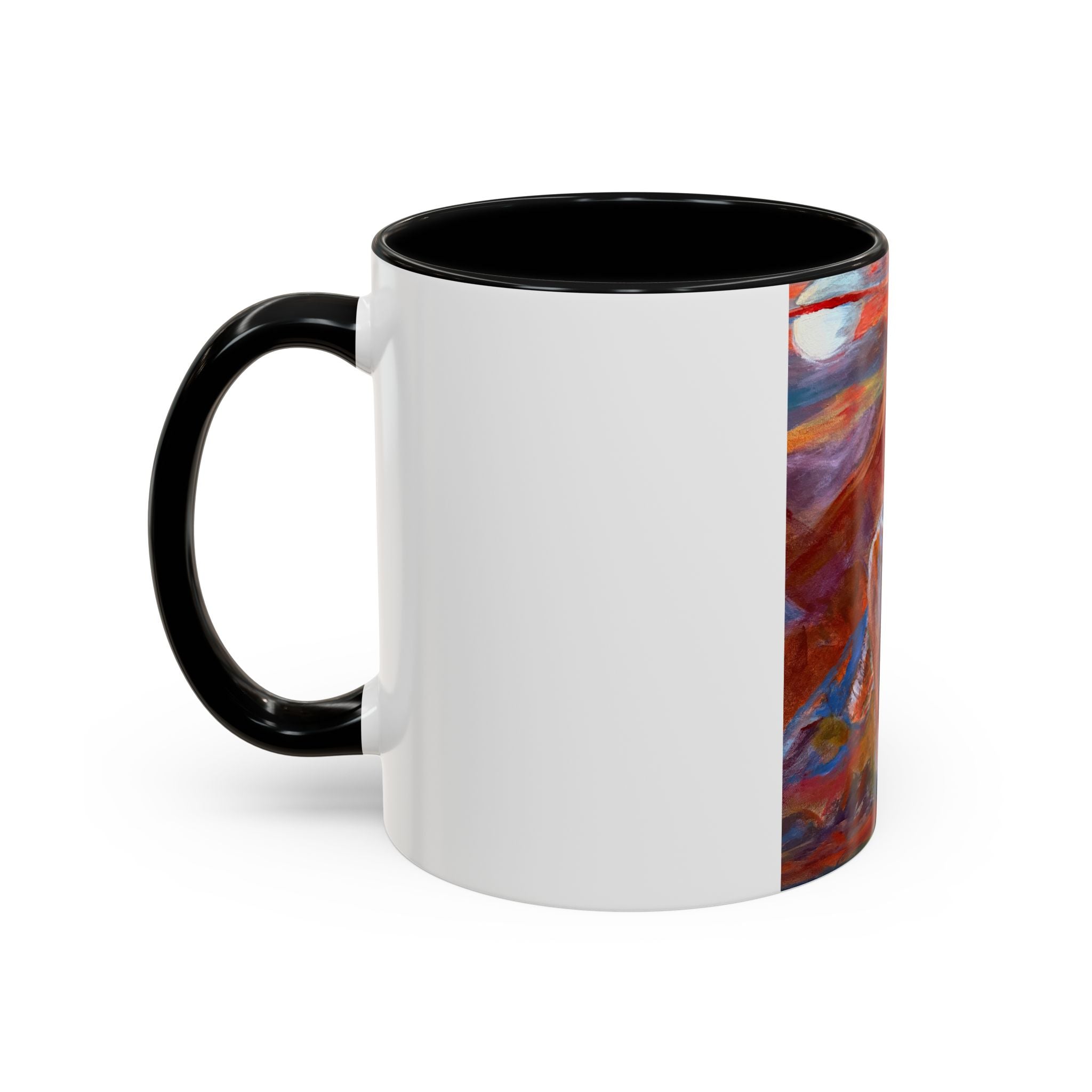 coyote Art Accent Coffee Mug — Colorful Abstract Farmhouse Drinkware (11/15 oz)