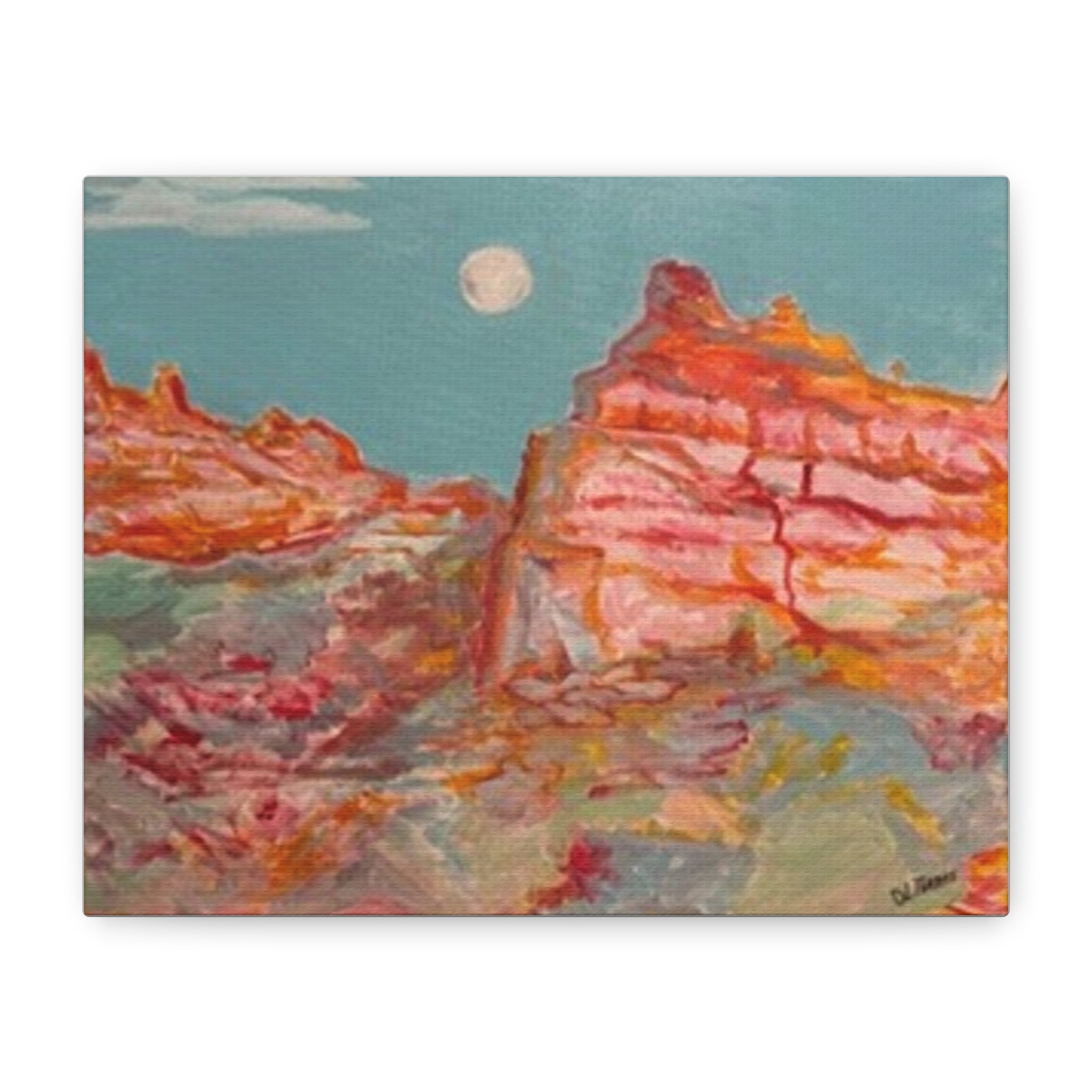 Canvas Art - Moonlit Desert Cliffs Matte Stretched Canvas