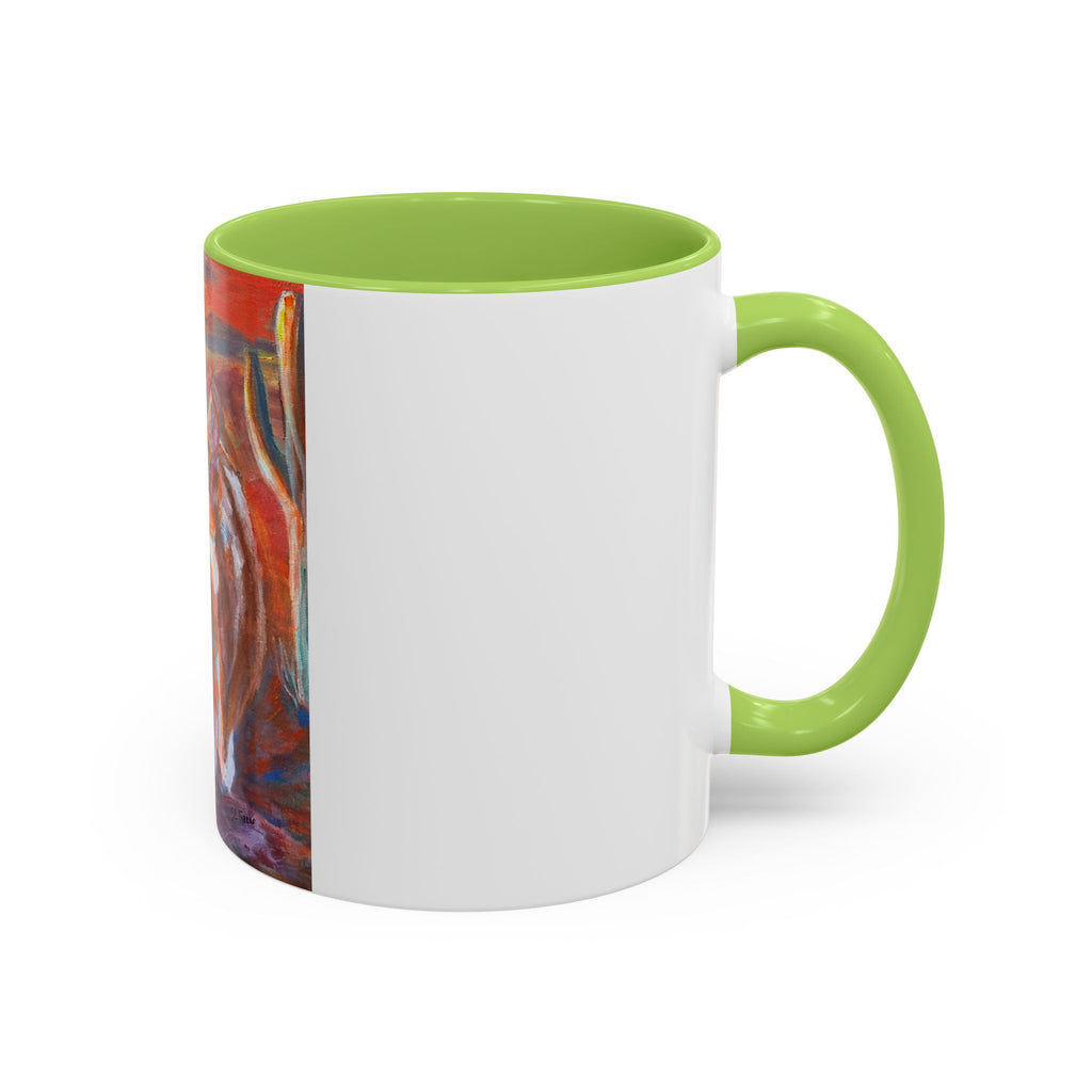 coyote Art Accent Coffee Mug — Colorful Abstract Farmhouse Drinkware (11/15 oz)